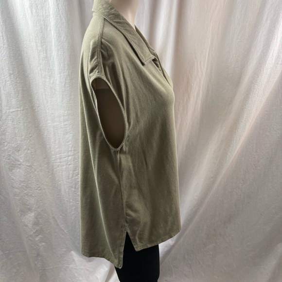 Kit and Ace Cap-Sleeve Pullover Collar Olive Green Top L/XL - Picture 3 of 7